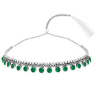 Minimal Aura Oxidized Necklace Set - Silver - Green