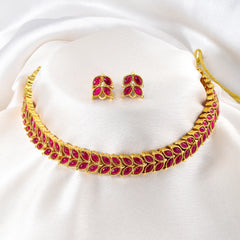 Rani Pink Petal Traditional Choker Set