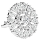 Rhodium Plated Round Crystal Statement Ring