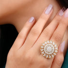 Gold Plated Round Halo Ring for Women