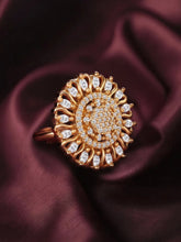Gold Plated Round Halo Ring for Women