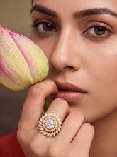 Gold Plated Crystal Floral Ring