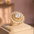 Gold Plated Crystal Floral Ring