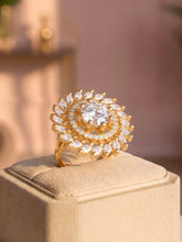Gold Plated Crystal Floral Ring