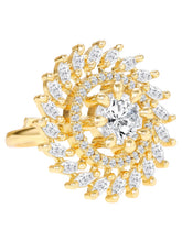 Gold Plated Crystal Floral Ring
