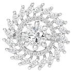 Rhodium Plated Floral Swirl Statement Ring