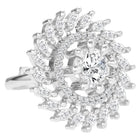 Rhodium Plated Floral Swirl Statement Ring