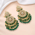 Traditional Kundan Chandbali Earrings - Gold-Green