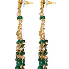 Traditional Kundan Chandbali Earrings - Gold-Green