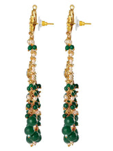 Traditional Kundan Chandbali Earrings - Gold-Green