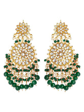 Traditional Kundan Chandbali Earrings - Gold-Green