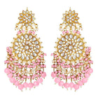 Traditional Kundan Chandbali Earrings - Gold-Pink