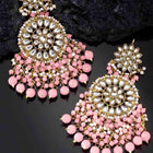 Traditional Kundan Chandbali Earrings - Gold-Pink