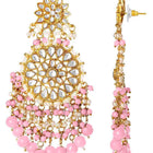 Traditional Kundan Chandbali Earrings - Gold-Pink