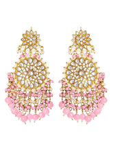 Traditional Kundan Chandbali Earrings - Gold-Pink