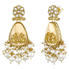 Peora Floral Pearl Drop Earrings - Gold