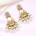 Peora Floral Pearl Drop Earrings - Gold
