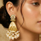 Peora Floral Pearl Drop Earrings - Gold