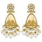 Peora Floral Pearl Drop Earrings - Gold