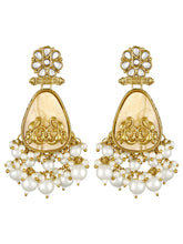 Peora Floral Pearl Drop Earrings - Gold