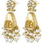 Peora Floral Pearl Drop Earrings - Gold