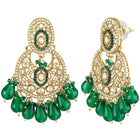 Peora Folk Emerald Chandbali Earrings