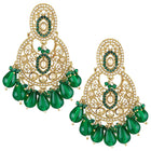 Peora Folk Emerald Chandbali Earrings