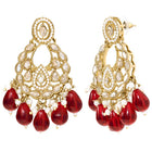 Peora Maroon Beaded Chandbali Earrings - Gold