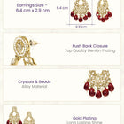 Peora Maroon Beaded Chandbali Earrings - Gold