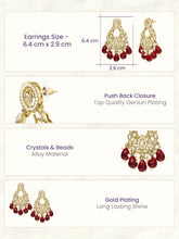 Peora Maroon Beaded Chandbali Earrings - Gold