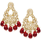 Peora Maroon Beaded Chandbali Earrings - Gold