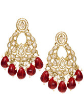Peora Maroon Beaded Chandbali Earrings - Gold