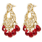 Peora Maroon Beaded Chandbali Earrings - Gold
