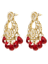 Peora Maroon Beaded Chandbali Earrings - Gold