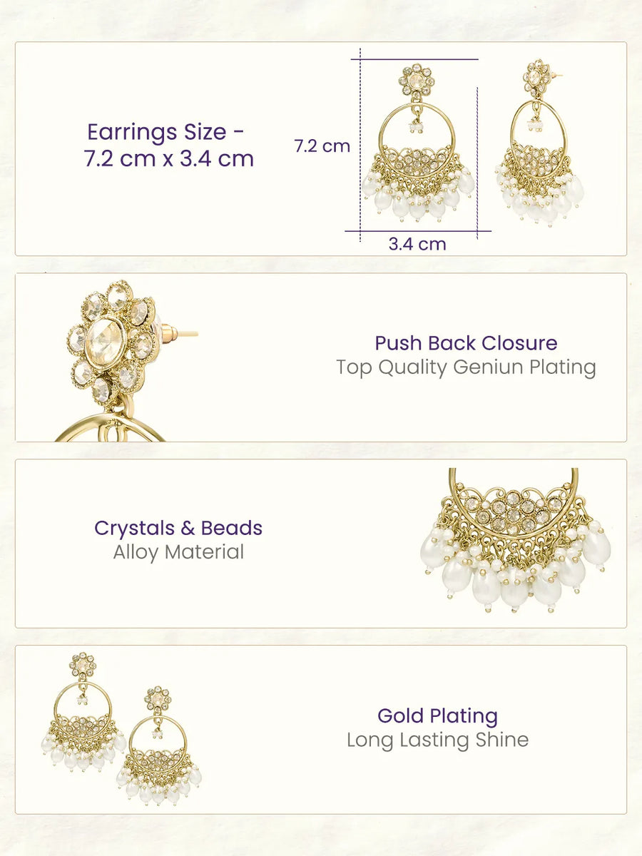 Peora Pearl Glow Chandbali Earrings - Gold