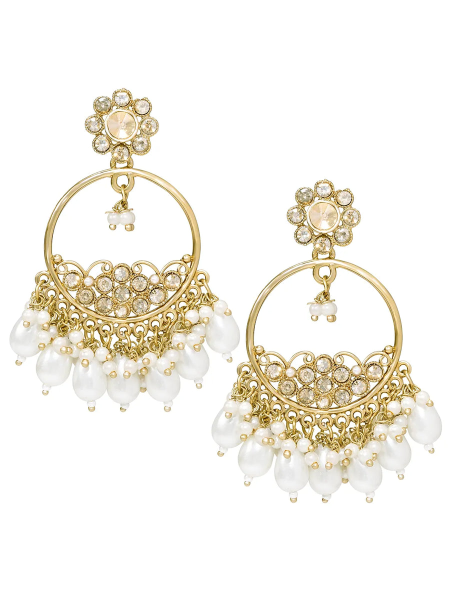 Peora Pearl Glow Chandbali Earrings - Gold
