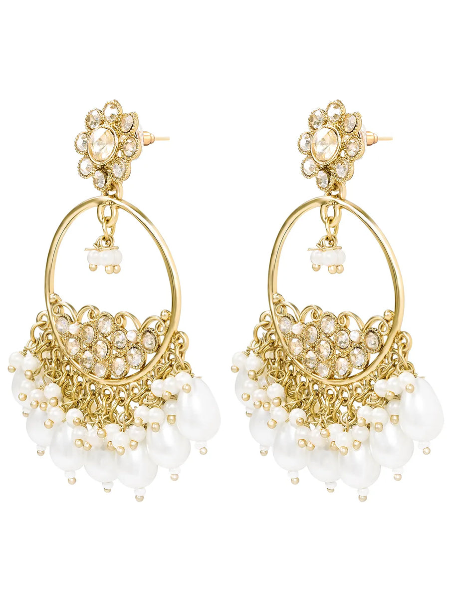 Peora Pearl Glow Chandbali Earrings - Gold