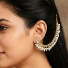 Gold Plated Pearl Cascade Ear Chain Earrings