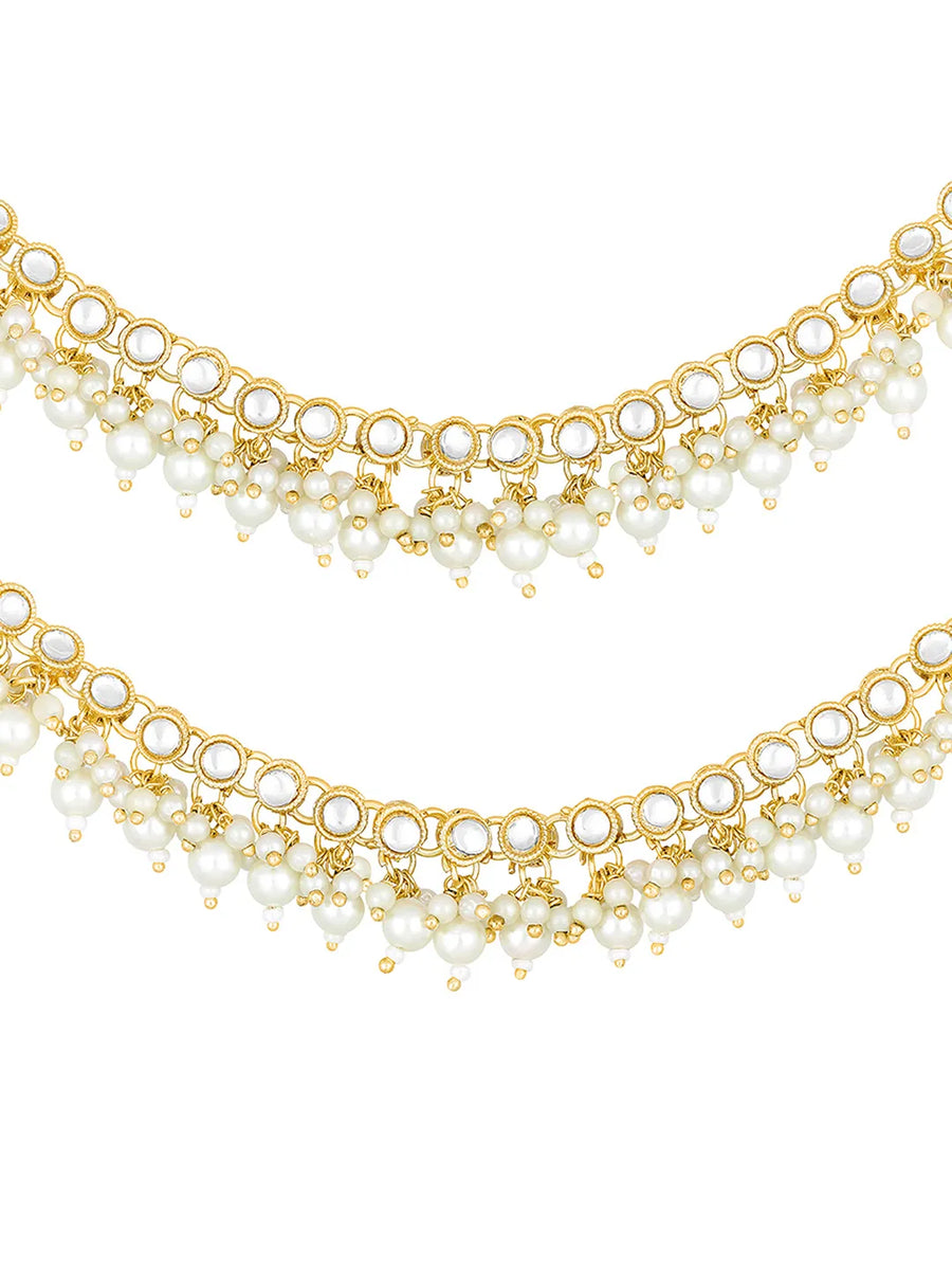 Gold Plated Pearl Cascade Ear Chain Earrings
