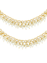 Gold Plated Pearl Cascade Ear Chain Earrings