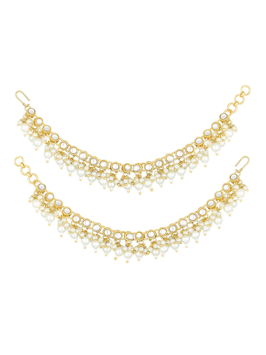 Gold Plated Pearl Cascade Ear Chain Earrings