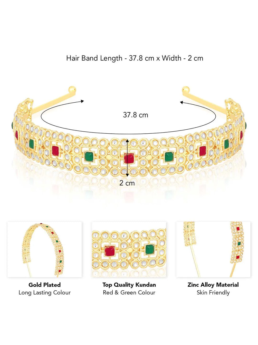 Royal Kundan Hair Band – Majestic Ethnic Hair Accessory | Peora

