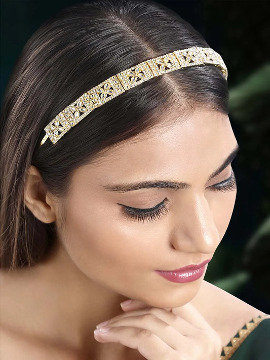 Kundan Crystal Hair Band – Sparkling Ethnic Hair Accessory | Peora

