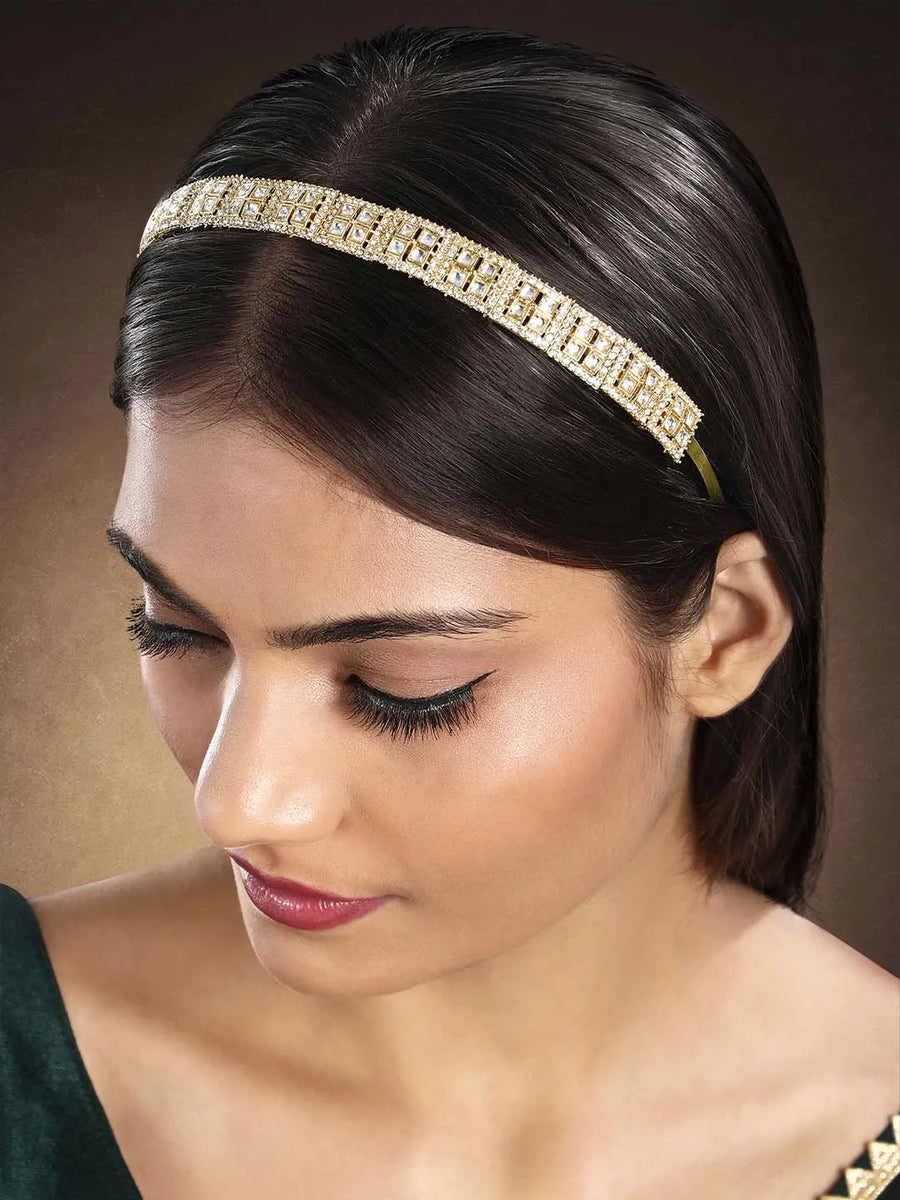 Kundan Studded Hair Band – Royal Ethnic Hair Accessory | Peora

