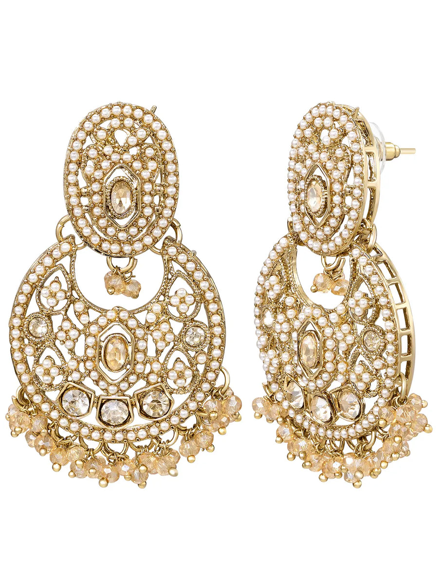 Gold Plated Crystal Festive Bridal Necklace Set