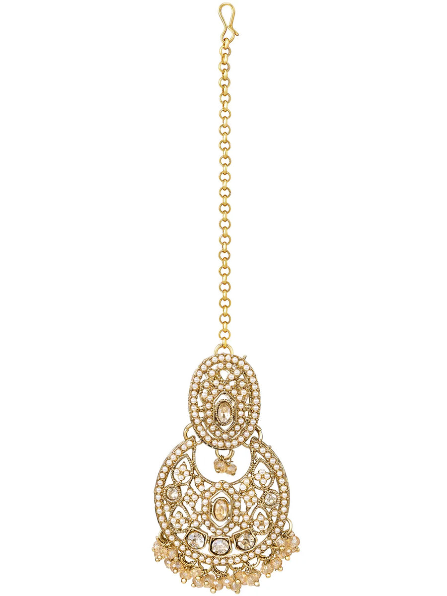 Gold Plated Crystal Festive Bridal Necklace Set