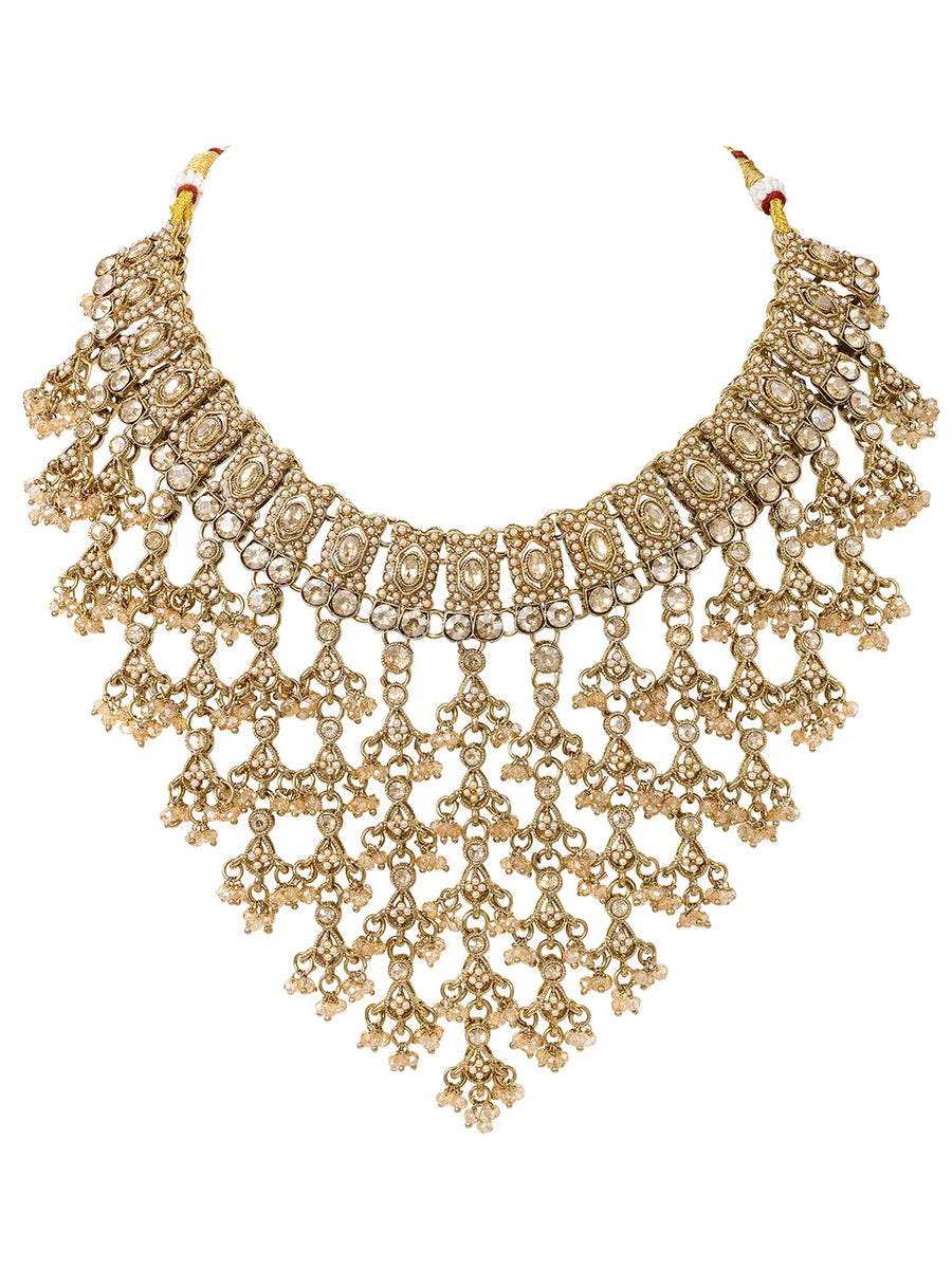 Gold Plated Crystal Festive Bridal Necklace Set