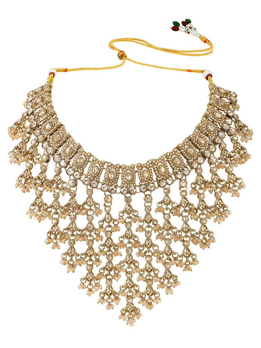 Gold Plated Crystal Festive Bridal Necklace Set