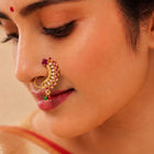Gold Plated Ruby Vine Nath Nose Ring
