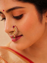 Gold Plated Ruby Vine Nath Nose Ring